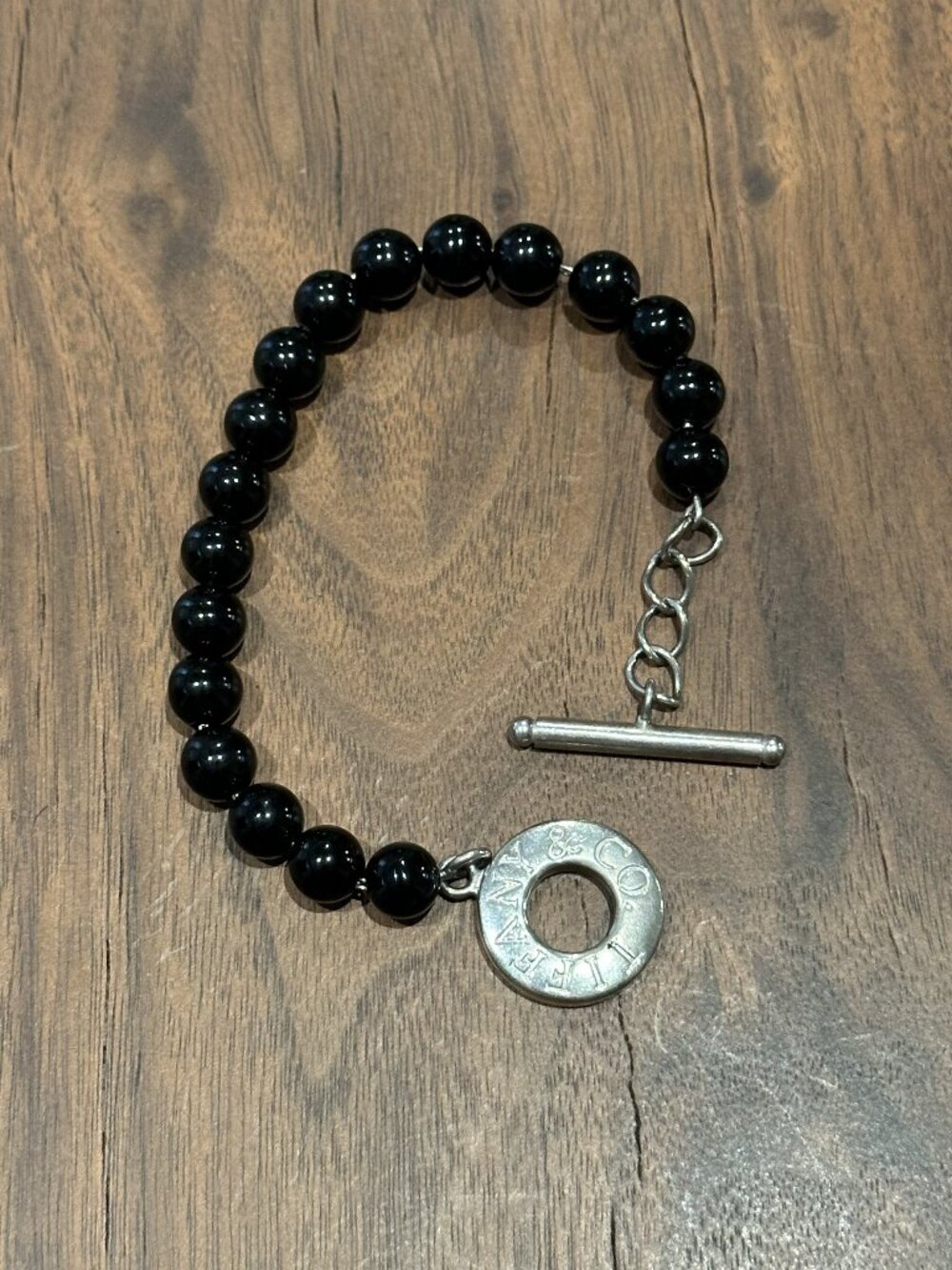 Tiffany & Co silver black onyx toggle bracelet